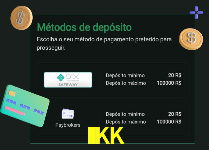 O cassino IIKK oferece uma grande variedade de métodos de pagamento